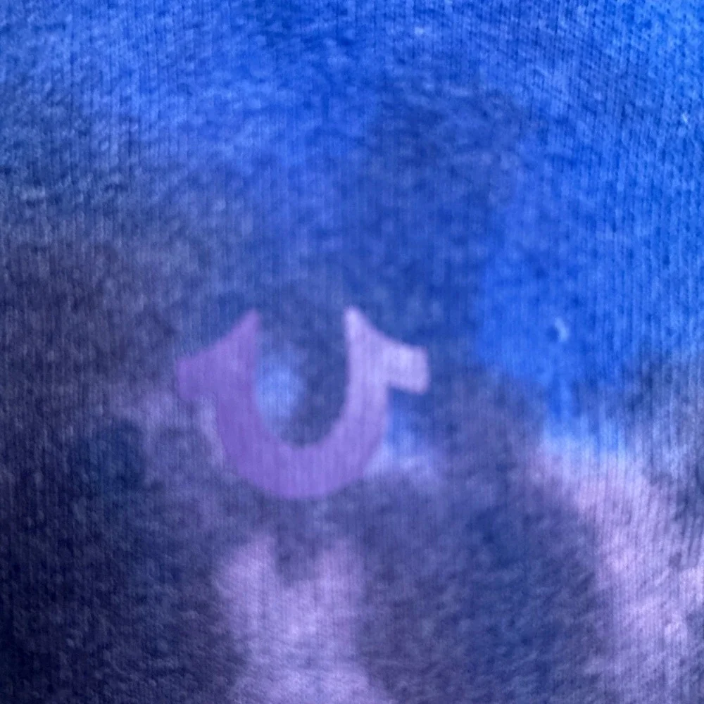 True Religion Mens Tie Dye Full Zip Hoodie Blue Purple M Sweatshirt
